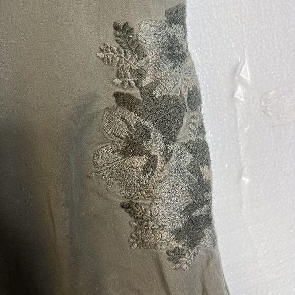 INC International Concepts Y2K Green Khaki Ruched Ankle Embroidered Pants size 4 - Picture 3 of 8